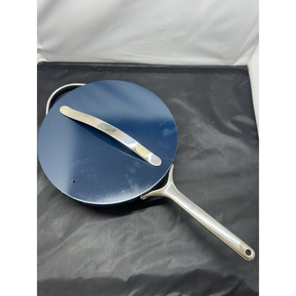 Caraway Nonstick Ceramic Sauté Pan with Lid (4.5 qt, 11.8") Navy Blue